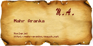 Mahr Aranka névjegykártya
