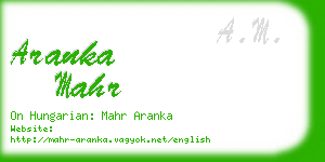 aranka mahr business card